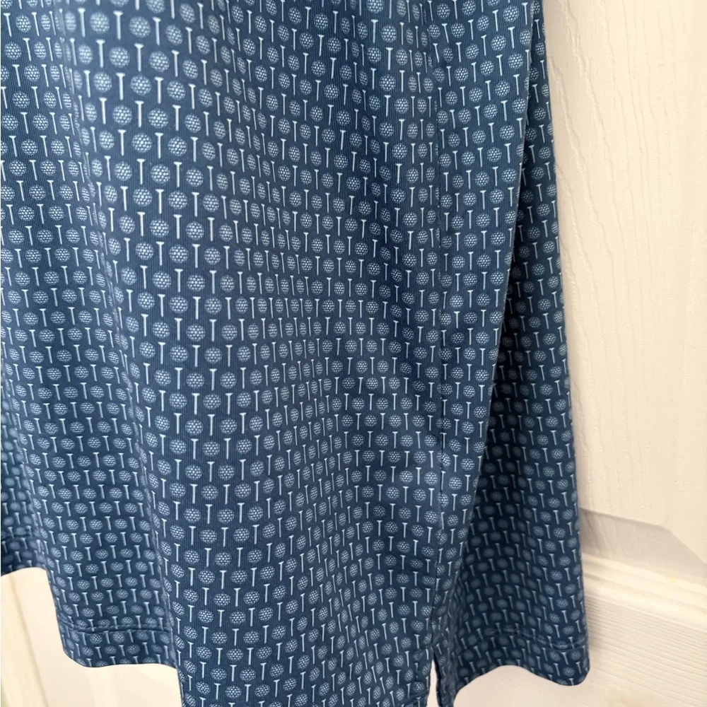 J.Crew Performance Polo Shirt XL Blue Golf Ball Print Stretch Golf Casual Resort